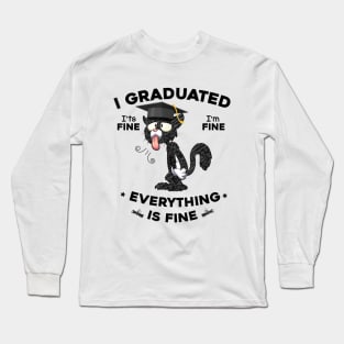 I Graduated Graduate Class 2023 Funny Black Cat Graduation Long Sleeve T-Shirt